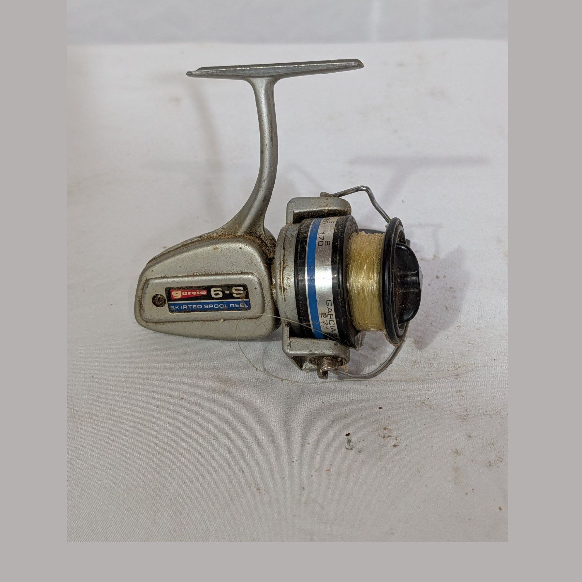 Garcia 6-S Skirted Spool Vintage Spinning Reel 1970s Silver Aluminum Front Drag