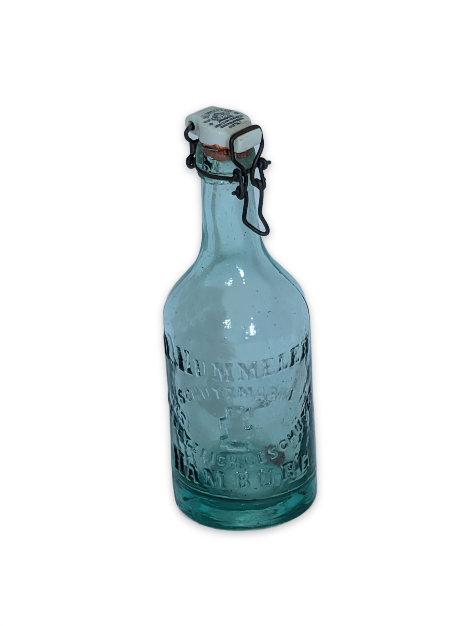 Antique C. Hummeler Hamburg Mineral Water Bottle w/ Porcelain Stopper