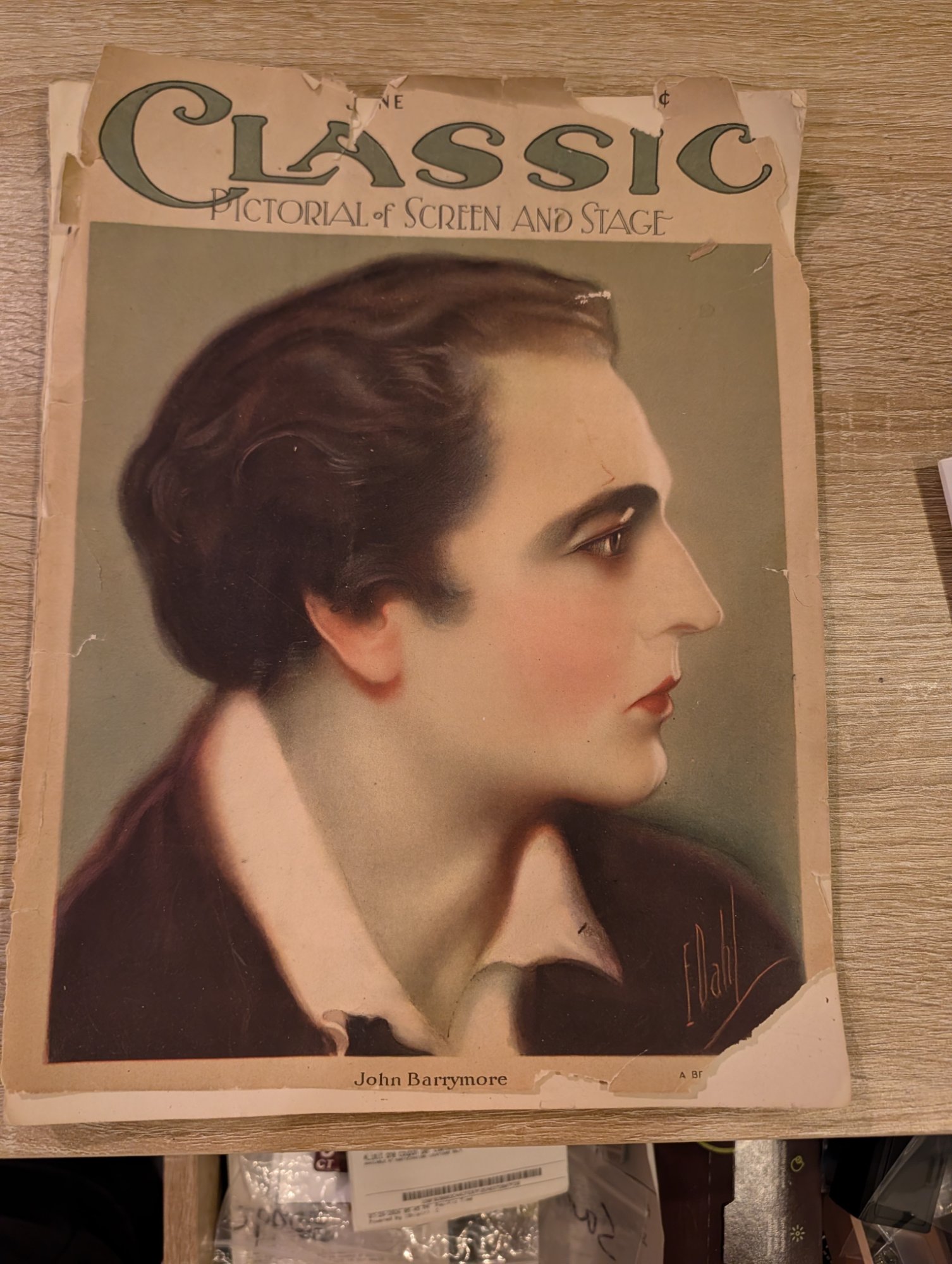 Classic Pictorial Screen Stage Magazine 1920s John Barrymore Cover E Dahl Art