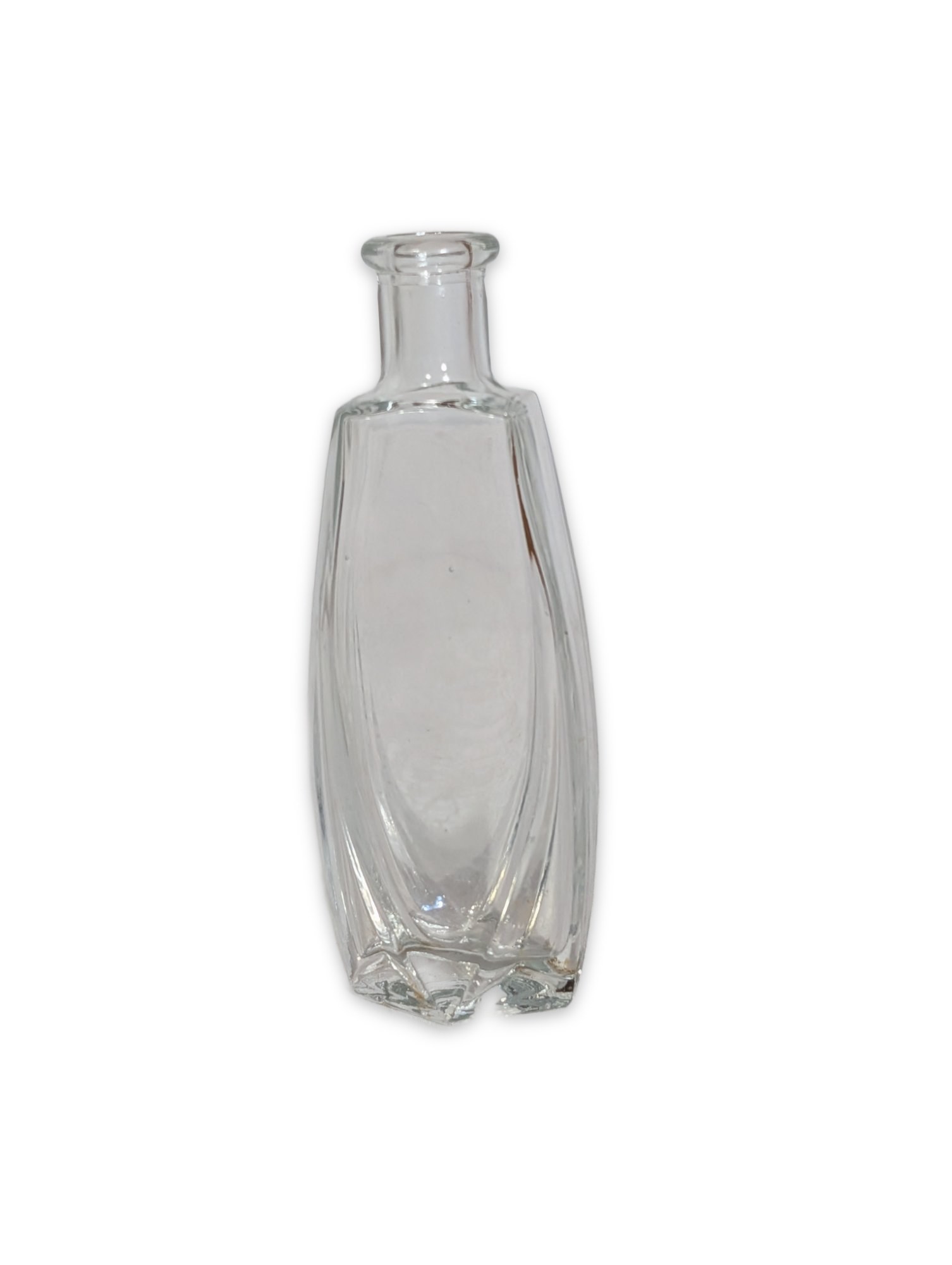 Antique Clear Glass Perfume Bottle Faceted Octagonal Shape No Stopper