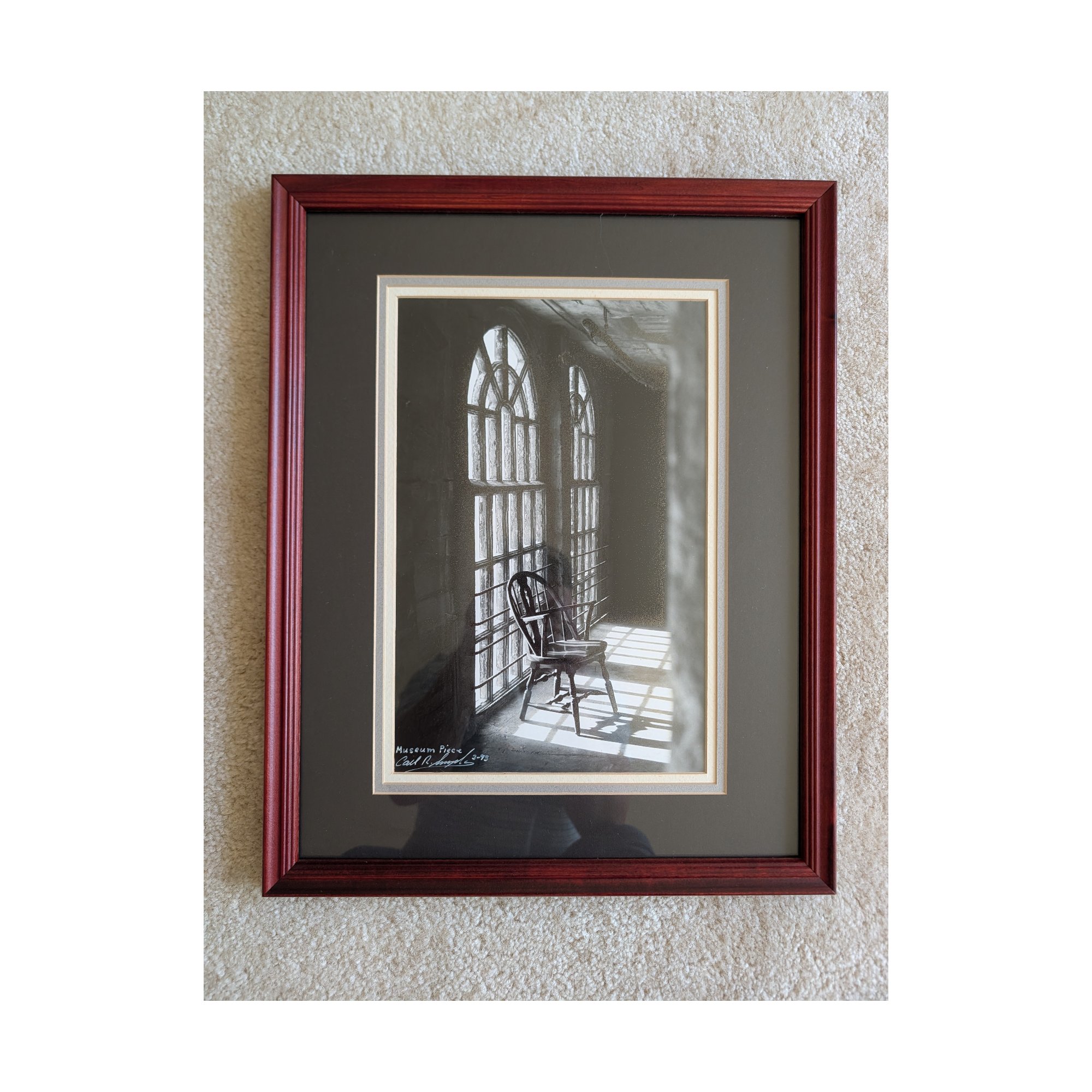 Carl R. Snyder Signed Black and White Photograph Museum Piece Windsor Chair 1993 Framed