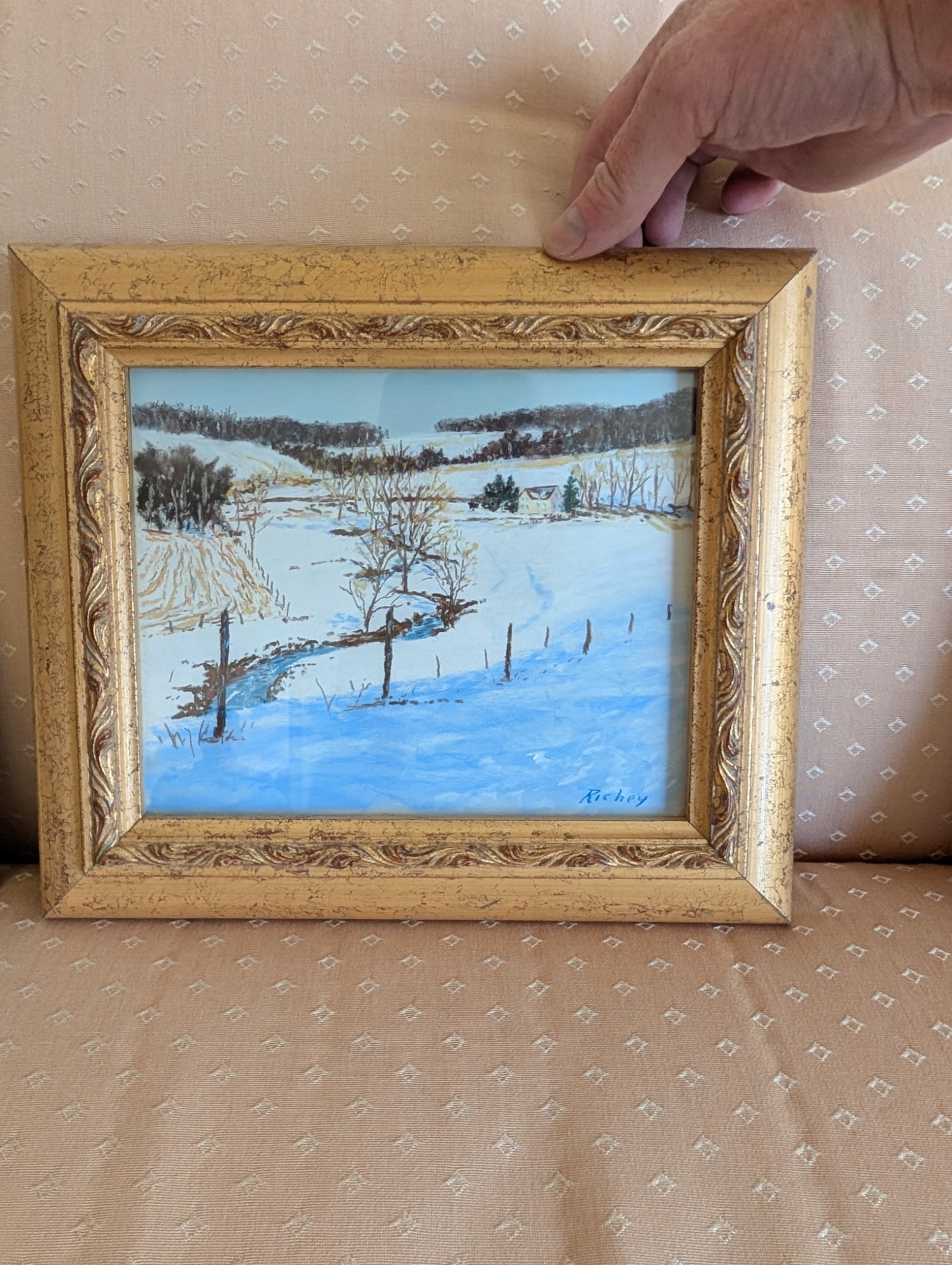 Bob Richey Original Pastel Winter Track II Bucks County PA Landscape Bianco Gallery