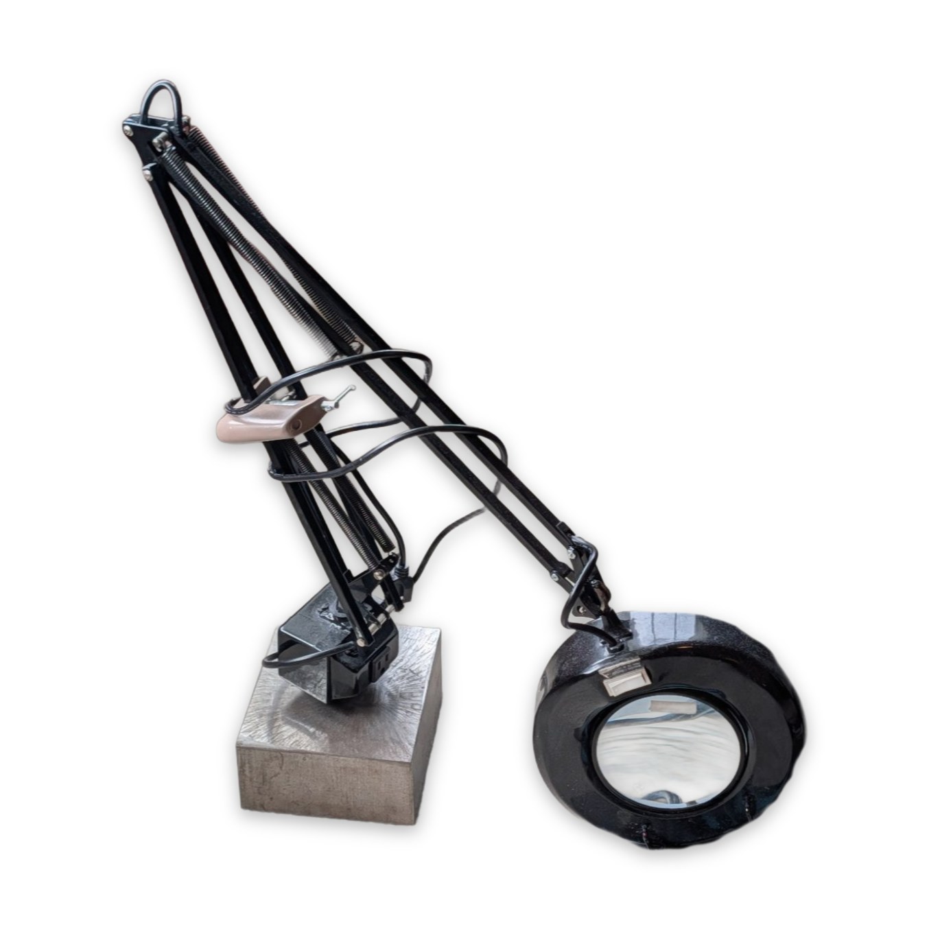 Magnifying Lamp Drafting Arm with Heavy Metal Base, Black
