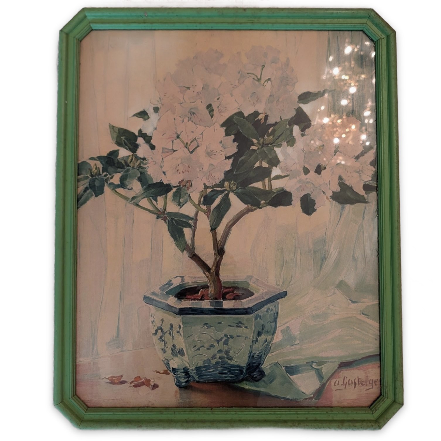 Framed and Signed Flower Still Life Painting: Anna Sophie Gasteiger