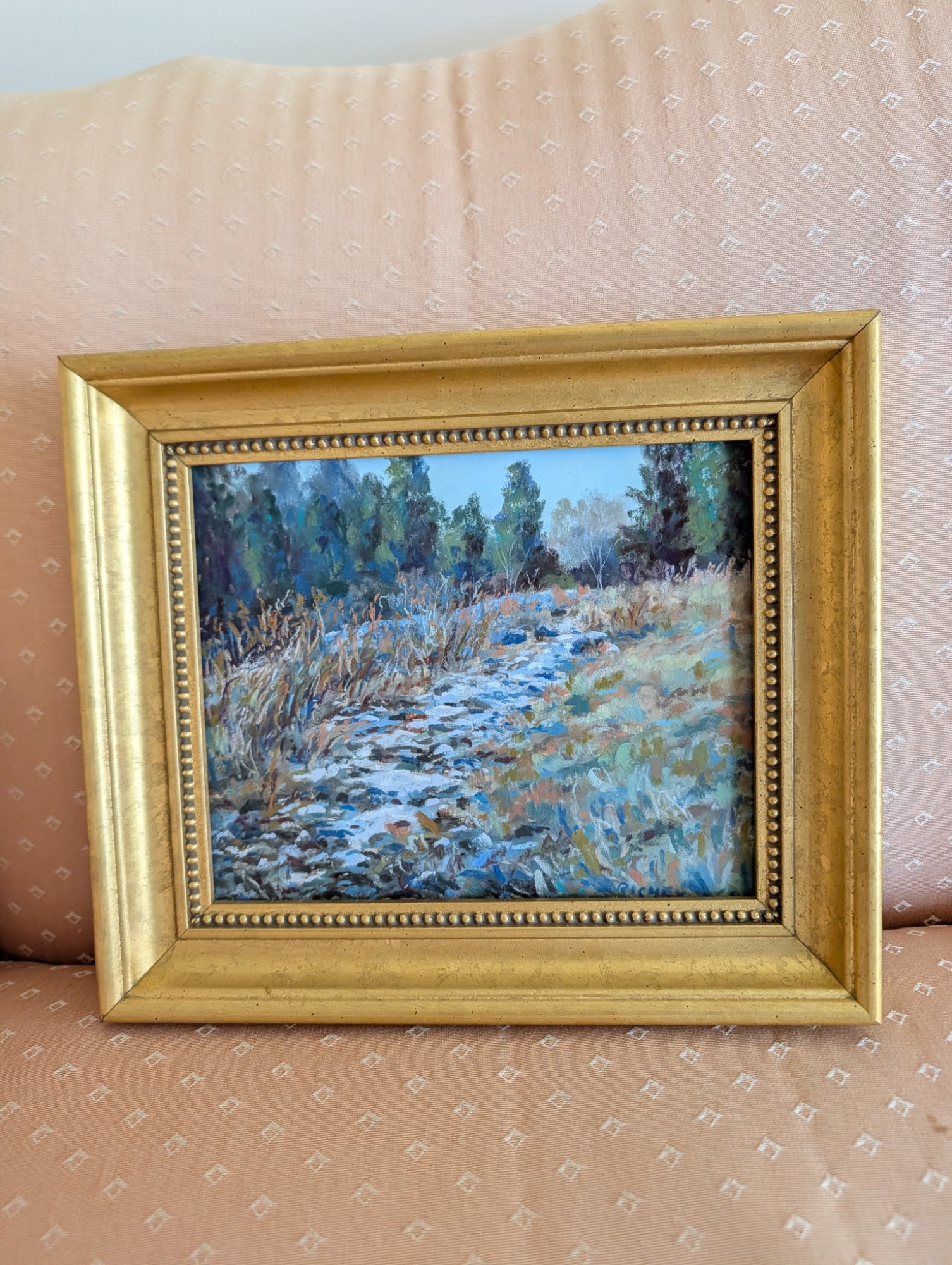 Bob Richey Original Pastel Winter Track II Bucks County PA Landscape Framed