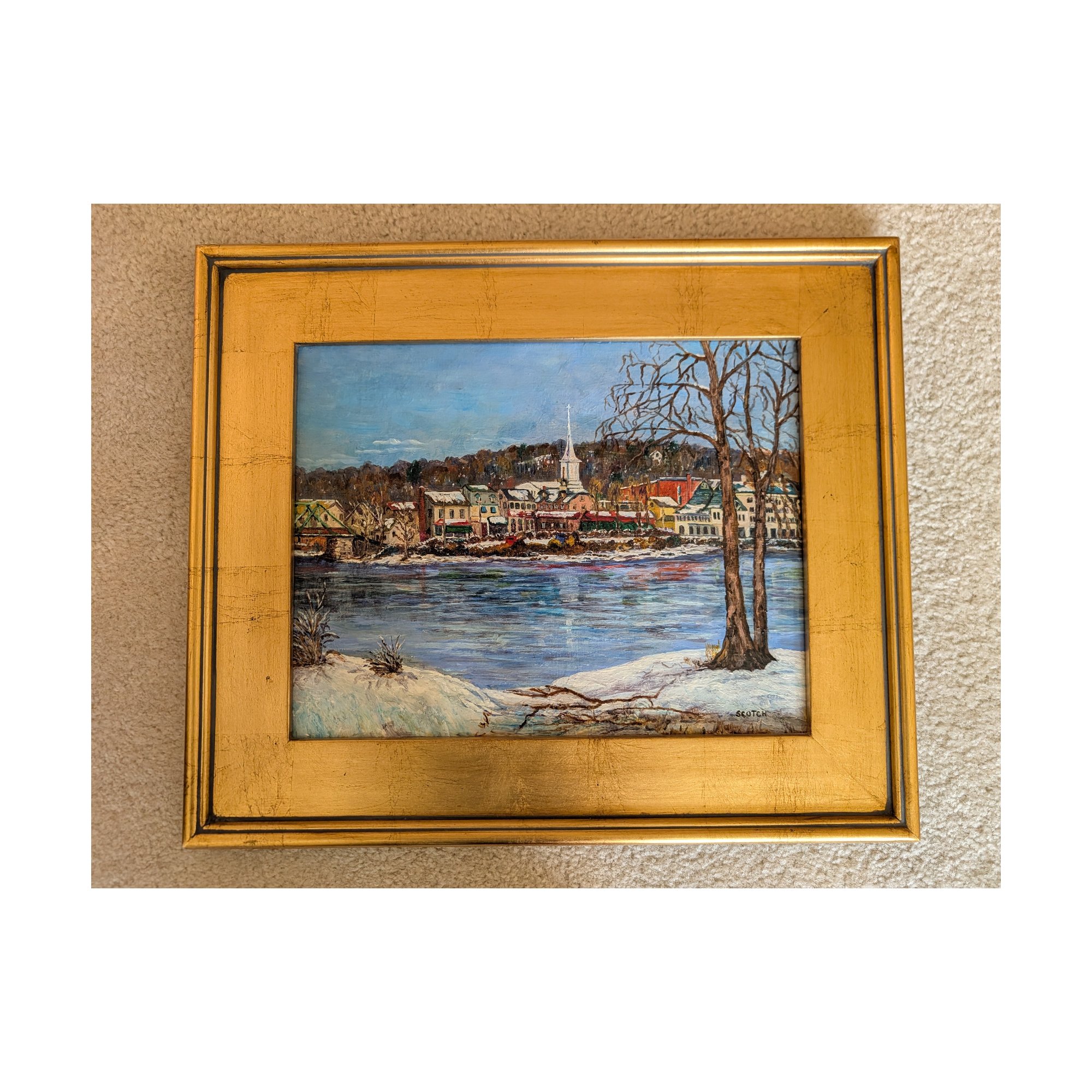 Gale Shanks Scotch Original Oil Painting New Hope PA Delaware River Winter 11x14