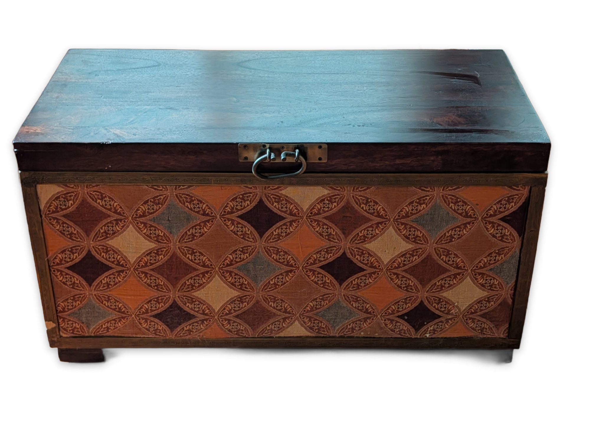 Pier1 Imports Decorative Wooden Storage Trunk/Chest w/ Moorish Tile Pattern & Brass Hardware