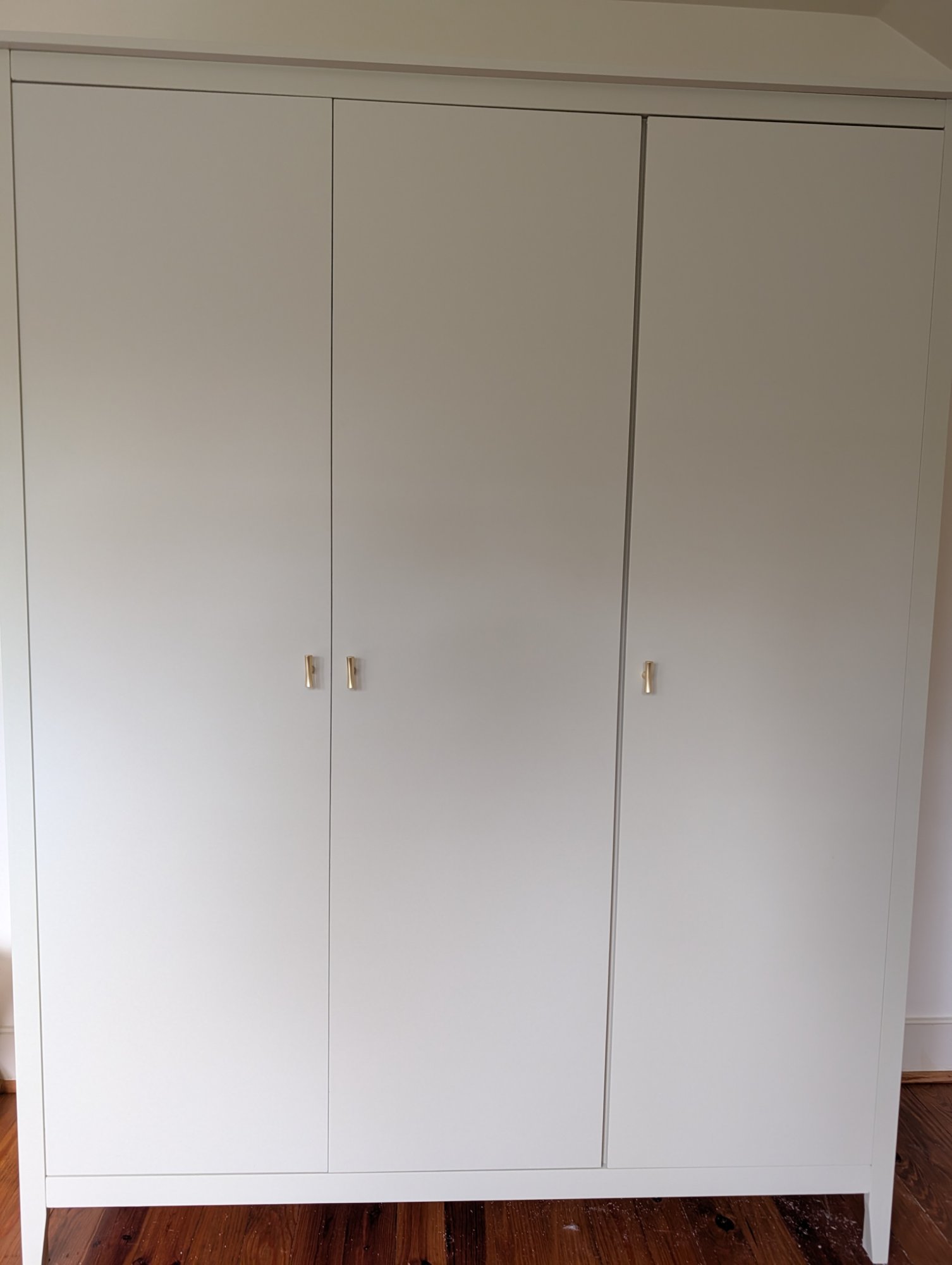 IKEA 3-Door Wardrobe White with Gold Handles - Pickup Only